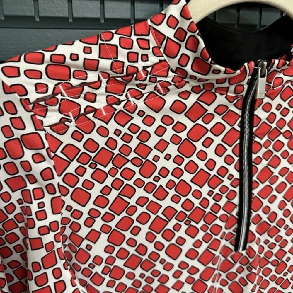 Tail Activewear Geometric Print Red Black White Long Sleeve 1/4 Zip Sz S‎ - Picture 6 of 10